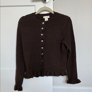 Cynthia Rowley Dark Brown Ruffle Cardigan